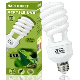 HARTOMPET UVB 5.0 Reptile Light 26W, Compact Fluorescent Tropical Terrarium Lamp, Coil UVB Bulbs for Chameleons, Iguanas, Turtles, Rainforest Reptile Tanks, Pet Terrariums, Reptile Habitat Tank