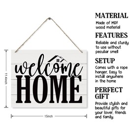 Welcome Home Sign, Farmhouse Home Sign, Decorative Wood Plaque for Hanging, Home Decor for Front Door Porch Entryway, Door Gate Hanger, Home Wall Art, Rustic Hanging Decor, New Home Decor