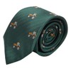 King & Priory Dark Green Herringbone Embroidered Tractor Tie