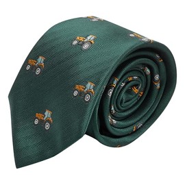 King & Priory Dark Green Herringbone Embroidered Tractor Tie