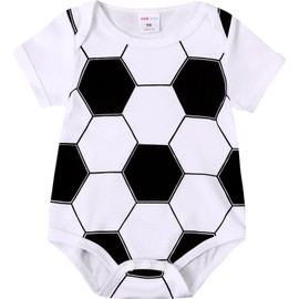 COSLAND Baby Soccer Outfit Infant Boys Cotton Bodysuit, White, 12-18 Months