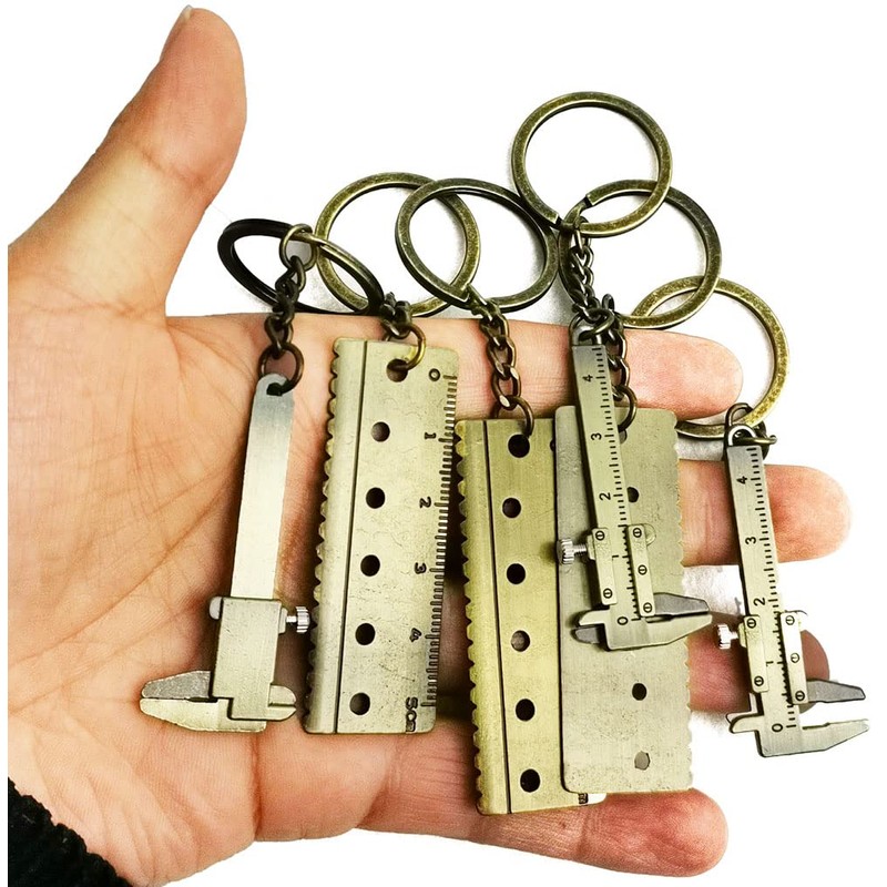 Hyamass Mini Keychain, 6-Pack Zinc Alloy Pocket-Sized Measuring Tool with