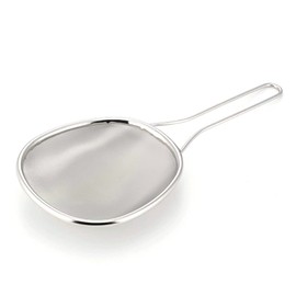 Shimomura Planning 38614 Fine Soup Scoop Colander, Made in Japan, 200 Mesh, Oval Shape Along the Side of the Pot, Bonito Soup, Stainless Steel, Tsubamesanjo, Itamae-san