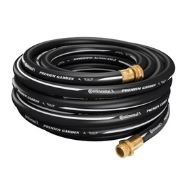 Continental Premium Garden, Black Heavy Duty Cold Water Garden Hose, 5/8in Inside Diameter x 25ft Length, Male x Female Garden Hose Thread