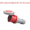 IEC 60309 Waterproof Industrial Connector Socket, 5Pin 63A 380V-415V 3P+E+N