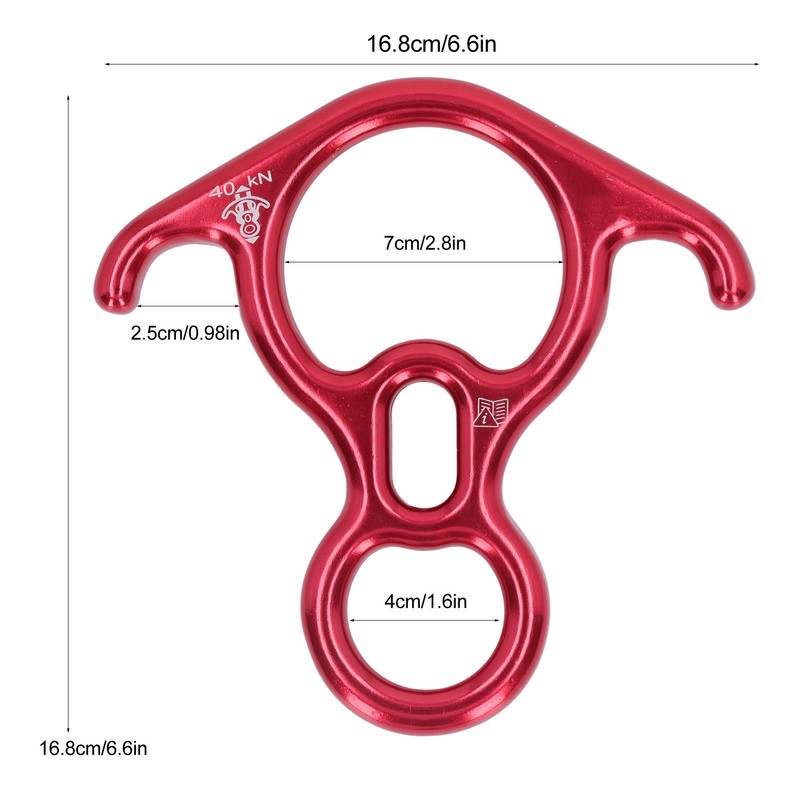 Descender Gear Aluminium Alloy 40KN Pulling Force Ox Horn Shaped