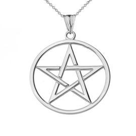 Elegant Sterling Silver Pentagram Charm Pendant Necklace, Sterling Silver