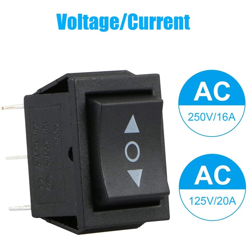 EEEkit Momentary Rocker Switch, DC12V 20A 6Pin DPDT (ON)/Off/(ON) Reverse