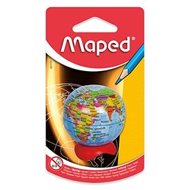 Maped Globe 1 Hole Pencil Sharpener - Compact Desk Accessory - Precise Sharpening - Educational Tool - Attractive Design & Efficient