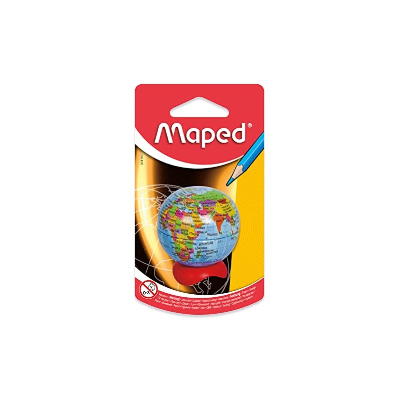 Maped Globe 1 Hole Pencil Sharpener - Compact Desk Accessory
