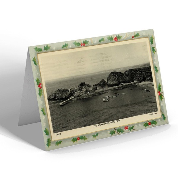 CHRISTMAS CARD - Vintage Devon - The Breakwater, Hope Cove