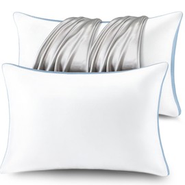 Pillows Queen Size Set of 2, Hotel Quality Bed Pillows for Sleeping, Gusseted Bedding Pillow for Back, Stomach or Side Sleepers, Machine Washable, 18" x 30"