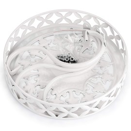 OwnMy Metal Round Plant Stand Rustproof Iron Flower Pot Holder, Indoor Outdoor Plant Stand Heavy Duty for Home, Garden, Patio, Modern Plant Stands Display Potted Rack (White)