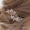 Unicra - Horquillas para el pelo para novia o novia, diseño de flores de cristal, accesorios para el pelo, perlas y fiestas, diamantes de imitación, para mujeres y niñas (2 unidades, oro rosa)