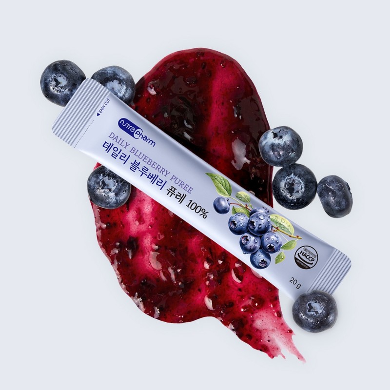 Nutra Farm Blueberry Puree 100% Juiced Liquid Sticks 14 Packets,