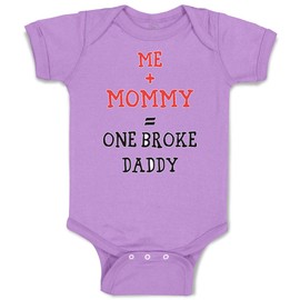 Custom Baby Bodysuit Me + Mommy = 1 Broke Daddy Funny Humor Style C Funny Cotton Boy & Girl Baby Clothes Lavender Design Only Newborn