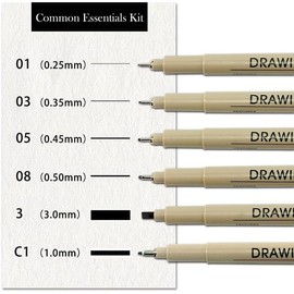 Fineliner Drawing Art Pen, Writing Pens, Inking Markers Liner, Smooth Micro Line Tip, Fine Line Ink Set Study Supplies, 6pcs Black Pens