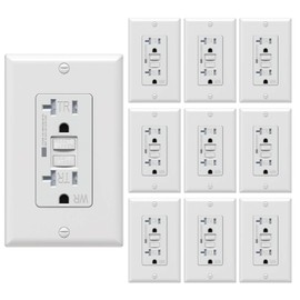 WEBANG 20 Amp GFCI Outlet, Tamper Resistant/Weather Resistant(WR) Receptacle, Self-Test Ground Fault Circuit Interrupter with LED Indicator, Wall Plates and Screws Included, UL Listed, White, 10 Pack