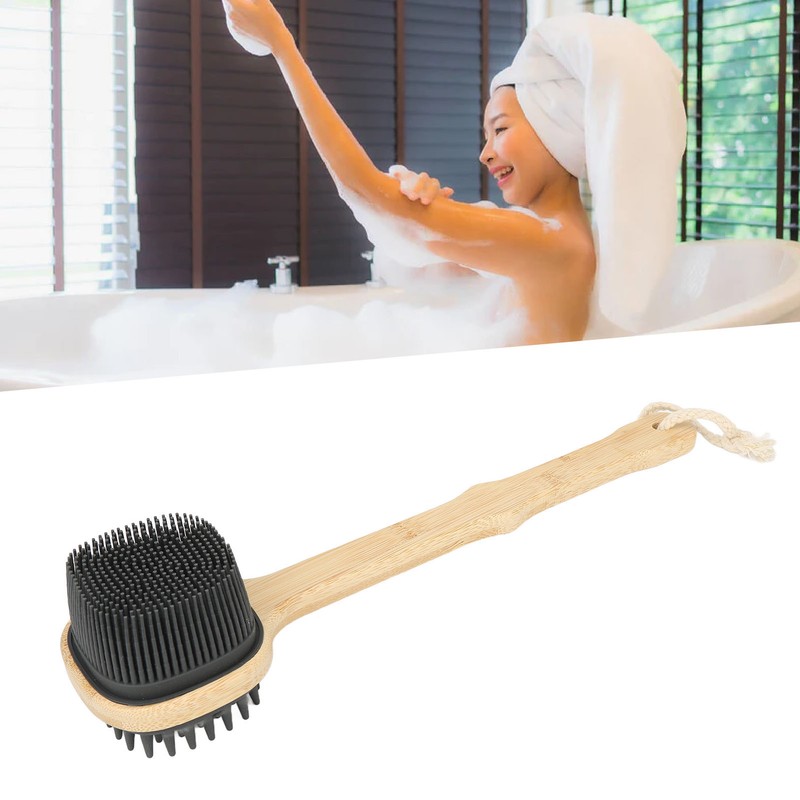 Long Handle Bath Brush with Handing Rope Silicone Shower Back