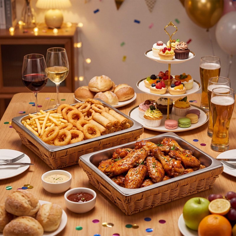 Yiyiring Buffet Catering Party Serving Trays, 2 Sets 12.8x10.4 Inch