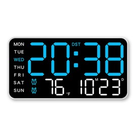AIXXCUVQ LED Digital Alarm Clock with Voice Control Features Table Hanging Dual- ABS Multi Functional Digital Clock Voice Control, Style 4