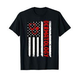 Dermatology USA Flag Distressed Design Gifts for Doctors T-Shirt