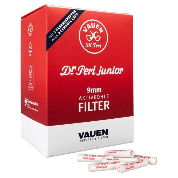 Dr. Perl Filter Junior Activated Carbon Filter Large 9mm Ju-Max 2 x 180 Vauen Carbon Red 10 x 8 x 5 cm