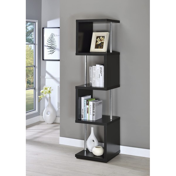 Coaster Home Furnishings Baxter 4-Shelf Bookcase Black Chrome