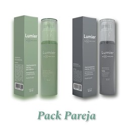 Crema y Gel  Tratamiento Facial en Crema y Gel  PACK PAREJA (2 piezas)  Lumier  Con Ingredientes naturales y cido Hialurnico y Niacinamida...         