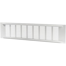 Vent Systems 16 x 4 Inch (Outer Dimensions) Air Supply Ventilation Grille - Pack of 2 - White Aluminum Rectangle Intake/Exhaust Door Vent Deflector - HVAC for Home Improvement Floor, Wall Duct Cover