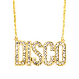 Disco Necklace for Men Disco Chain Necklace for Men Disco Accessories 70s Disco Party Necklace Disco Outfits Men Disco Jewelry Disco Costume Jewelry for Men Women Disco Costume Accessories (Gold)