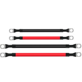 TUELETFU 4 AWG Battery Cable 4 Gauge Battery Cables 4AWG Battery Power Inverter Wires Cables with 3/8 inch Lugs for Solar Systems, RVs, Campers, Travel Trailers, Cars (1FT + 9in)