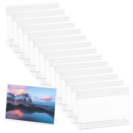 15 PCS Acrylic Sign Holder, L-Shape Clear Mini Stand –9x6cm/3.5" x 2.5" Premium Counter Top Display for Price Tags, Name Cards, Photos in Schools, Offices & Stores