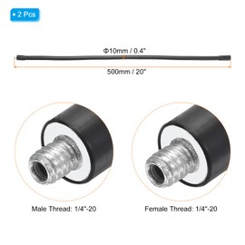 PATIKIL 20" Gooseneck, 2 Pcs 1/4"-20 Female to Male Thread Metal Universal Hose Flexible Arm Gooseneck Tube Extension Holder for Action Camera, Phone, Microphone, Black