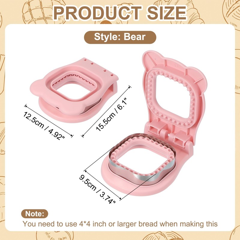 sourcing map Crustless Sandwich Cutter, Square Shape Uncrustable Sandwich Maker