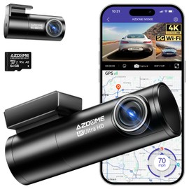 AZDOME AZDOME 4K Dash Cam Front and Rear, 5GHz WiFi GPS, Dual Car Camera, Mini Dashcam for Cars with 64GB SD Card, 24H Parking Mode, Night Vision, WDR, 170° Wide Angle, G-Sensor, App Control, Max 256GB