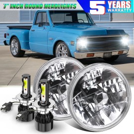CHUSYYRAY For 1967-1972 Chevy C10 7 inch Round LED Headlight Round DOT Approved Hi/Lo Lamp