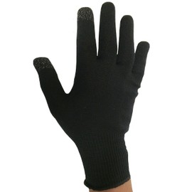 EDZ Merino Wool Touch Screen Gloves With Grips Black S