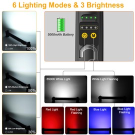 MEIHUA Work Light, Rechargeable Magnetic Underhood Work Light with Hooks, 3000LM Portable LED Work Lights, IP65 Waterproof Mechanic Light Bar for Garage Workshop Car Repairing Emergency Camping