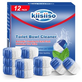 KIISIISO Toilet Bowl Cleaner Tablets, 12 PACK Commercial Household Bathroom Cleaners, Automatic Toilet Tank Cleaners Deodorizers(Blue and White)