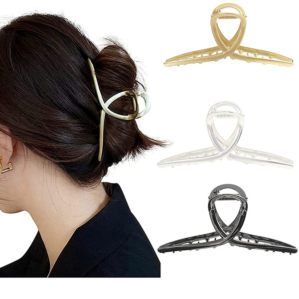 Hair Jaw Clips Clamp for women- 3PCS No slip Hair Claw Clips Strong Hold French Hair Barrettes for Thin Hair By MOLANS