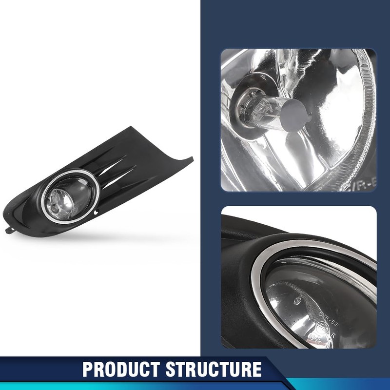 PIT66 Fog Light Kit Chrome Black Bezel Compatible with Volkswagen