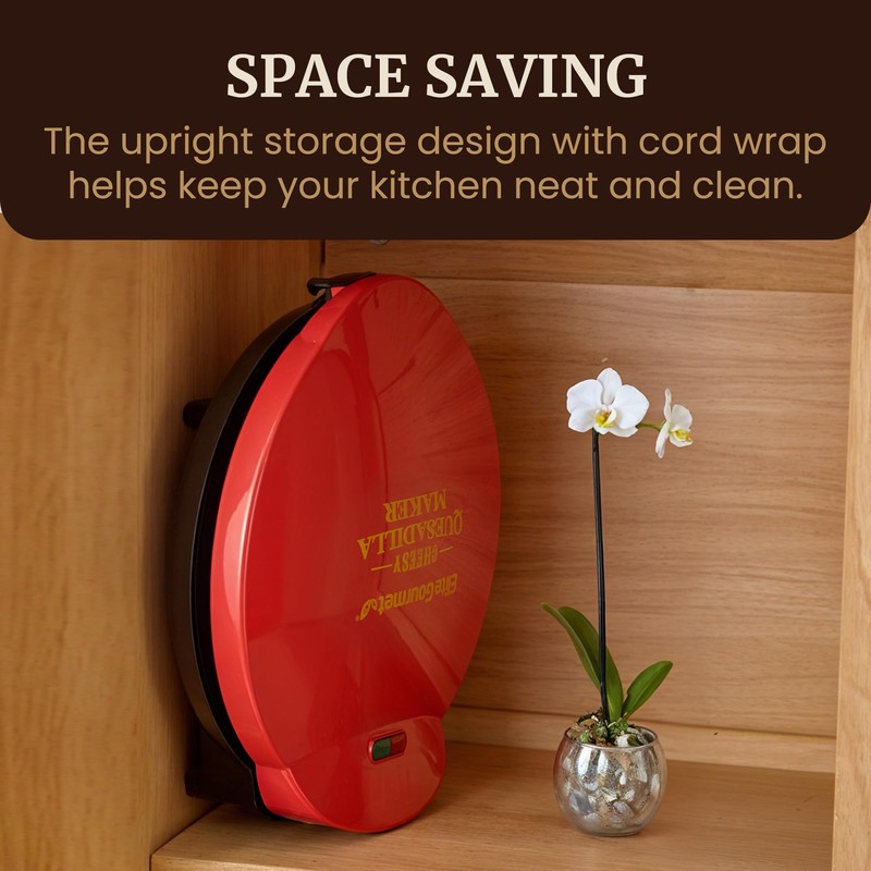 Elite Gourmet 11" Cheesy Quesadilla Maker, 2-Position Locking Latch For