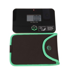 NewlineNY Step-on Super Mini Smallest Travel Bathroom Scale with Protection Sleeve: SBB0638SM-BK (Black) + NY-SMS-S001-BG
