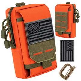 bvya Tactical Phone Pouch, Multi-Purpose Utility Tool Pocket Molle Phone Holster Waist Belt Pouch with CA Flag Patch and D-ring