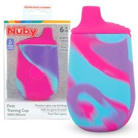 Nuby Silicone Tie Dye Training Cup Pink Purple Easy Drinking 6oz for Babies
