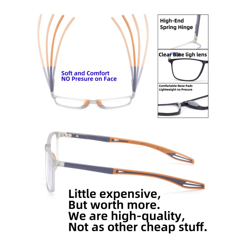 Autojouls 4-Pack Blue Light Blocking Reading Glasses, Men Large Frame