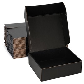 DUZCLI 12x9x3 Shipping Boxes - Set of 20, Medium Black Corrugated Cardboard Boxes for Small Business Supplies, Packing, Mailing and Gift Packaging
