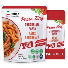 Pasta Zing Spaghetti Pasta – Fully Cooked, Ready in 55 Seconds, Microwaveable Meal, Made with 100% Italian Durum Wheat, No Preservatives, Non-GMO, Halal & Kosher Certified – 7.05 oz (Pack of 7)