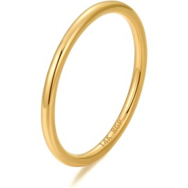 aesdox 14K Gold Filled Rings for Women, Stackable Gold Ring for Girls, Delicate Sweet Stacking Wedding Ring, Non-precious metal, No Gemstone